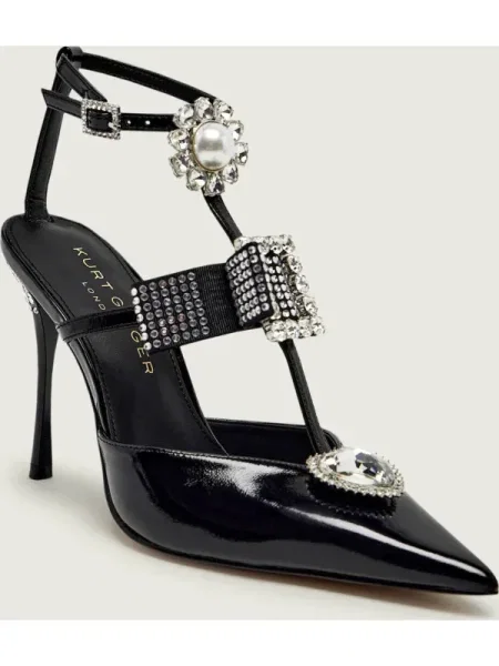Pantofi cu toc Kurt Geiger London cu funde din piele negru