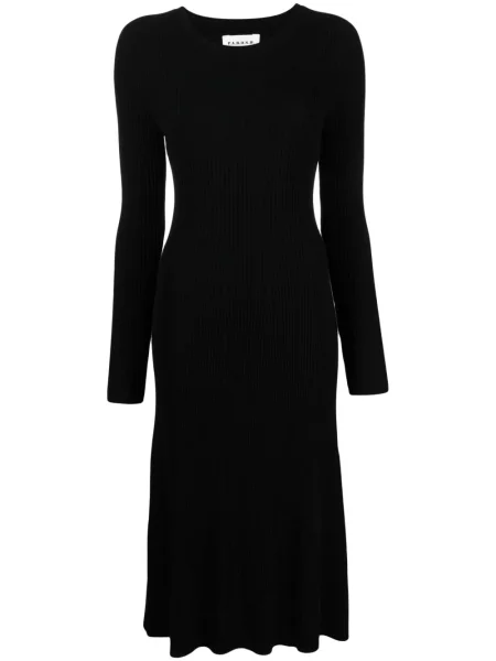 Dzianinowa sukienka midi Parosh garniturowa prążkowana czarna