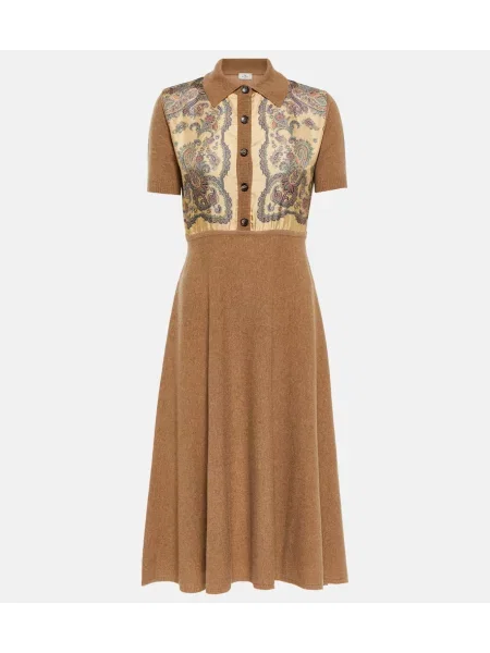Rochie midi Etro de lână până la genunchi de costum maro