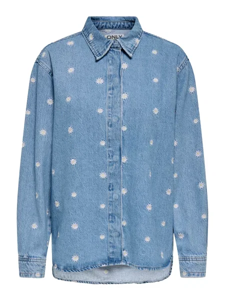 ONLY Bluză ONLVERA albastru denim alb