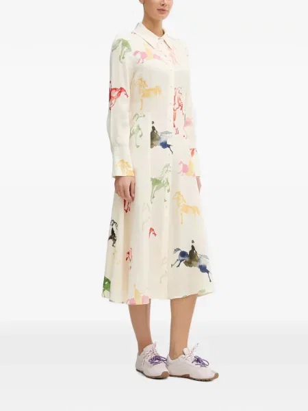 Lung rochie midi Stine Goya cu imagine alb