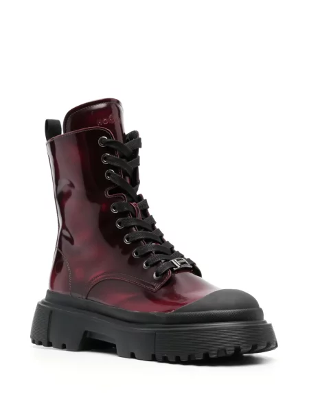 Botine Hogan cu șireturi din dantelă roșu