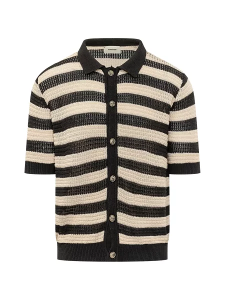 Pruhovaná krátká košile A Paper Kid černá