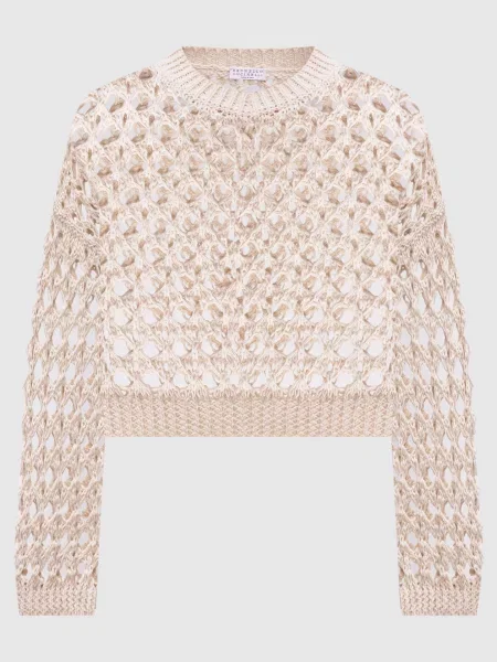 Ажурний джемпер Brunello Cucinelli бежевий