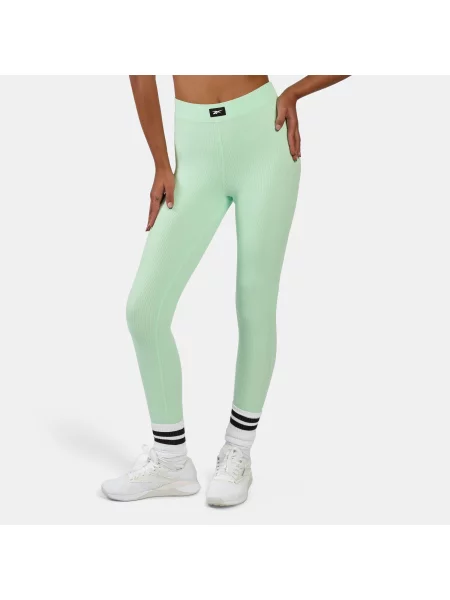 Reebok legginsy prążkowane ze strzemionamiunisex Inverted Aqua Size: