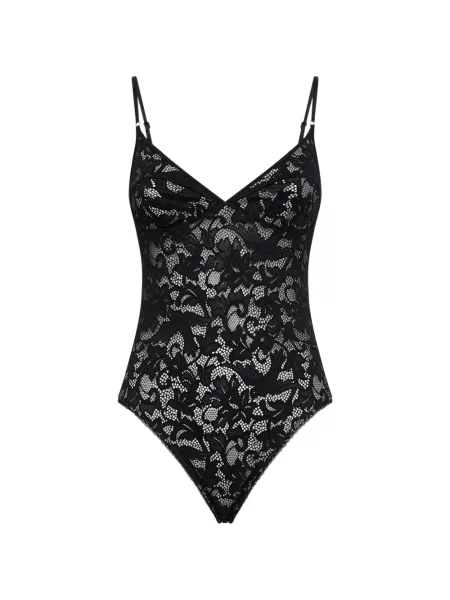 Body Zimmermann cu broderie cu decolteu în V din dantelă negru
