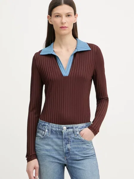 Tricou cu mânecă lungă Rag & Bone maro