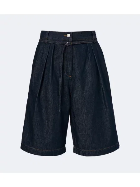 Cu centură pantaloni scurți din denim Dries Van Noten albastru