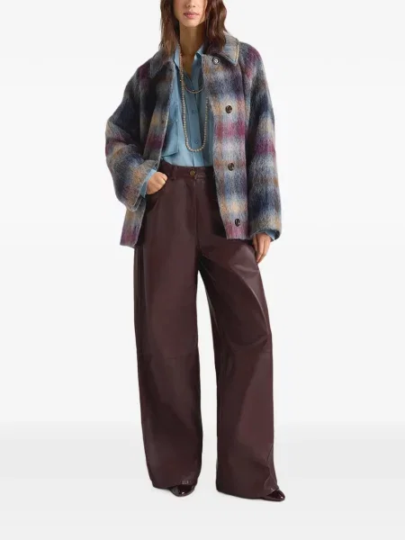 Pantaloni Momoni din piele maro