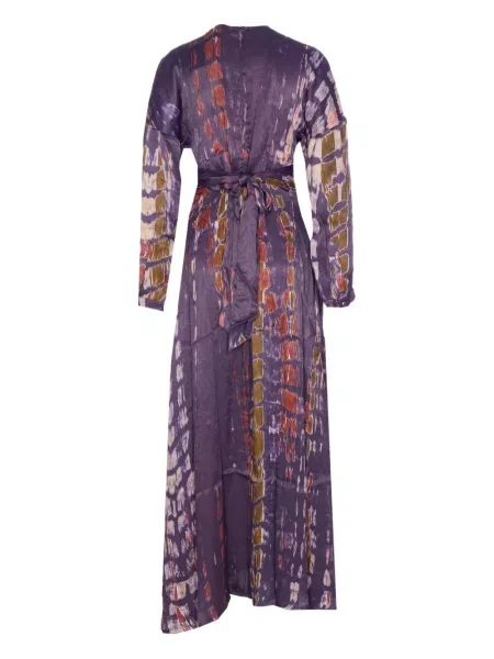 Rochie Yavi cu imagine cu decolteu în V de costum violet