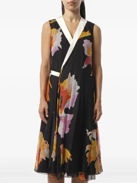 Rochie Lanvin cu model floral cu imagine plic negru