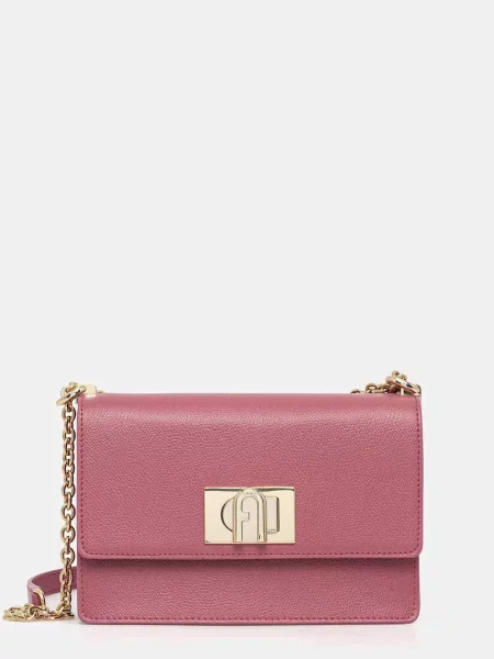 Кожена чанта Furla розово