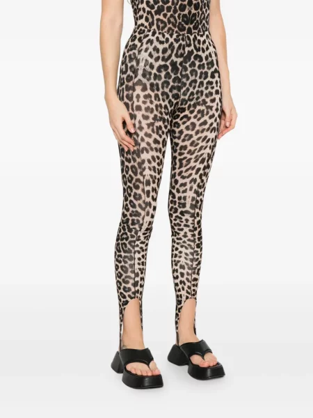 Legginsy Baserange z nadrukiem w panterkę brązowe