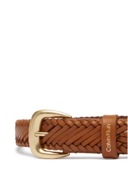 Calvin Klein Ženski remen Braided Logo Buckle smeđa