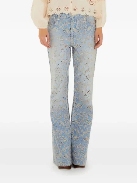 Blugi Farm Rio cu broderie cu model floral albastru