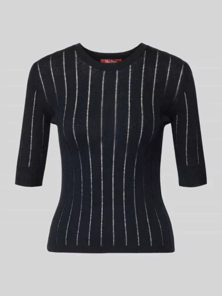 Sweter o kroju slim fit z mieszanki jedwabiu i wełny model RAGNO' Max Mara Studio granatowy