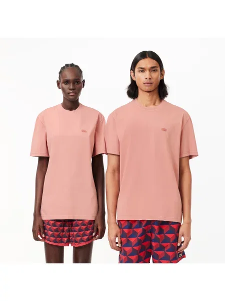 Lacoste Koszulka Natural Dyed Jersey różowa