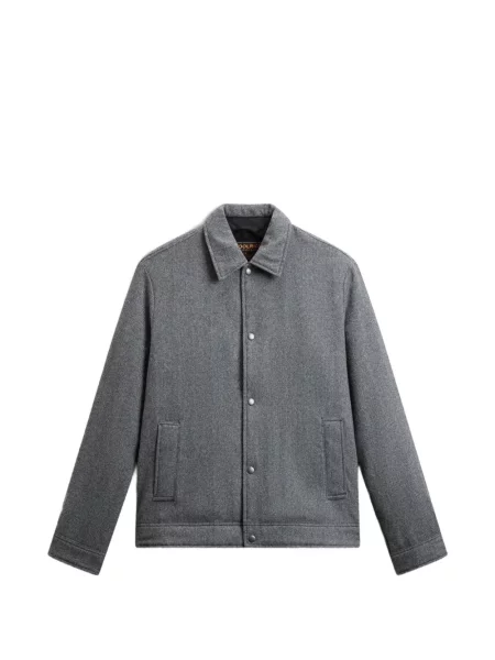 Geacă cămașă Woolrich cu model herringbone gri