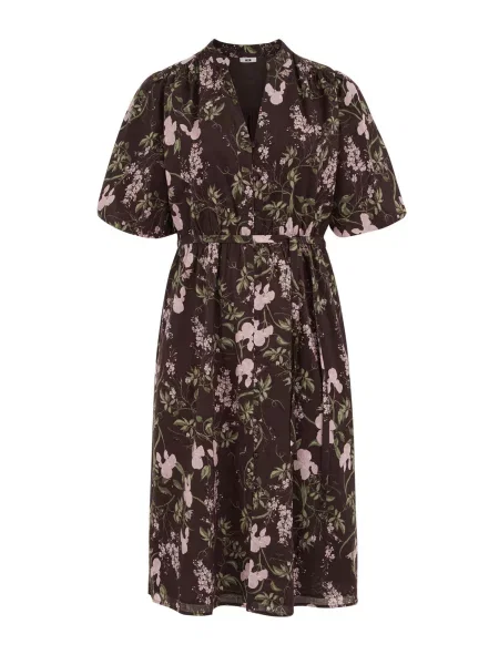 WE Fashion Rochie tip bluză maro închis rosé verde