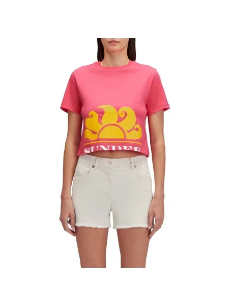 Decupat tricou Sundek cu imagine roz
