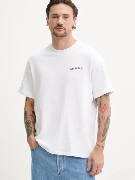 Superdry póló férfi nyomott mintás fehér