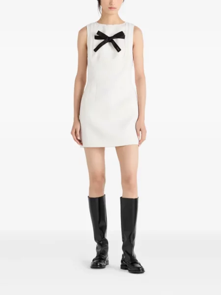 Rochie fără mâneci Prada cu funde fără mâneci de costum alb