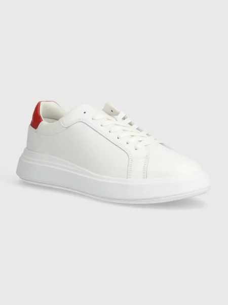 Calvin Klein bőr sportcipő LOW TOP LACE UP LTH fehér