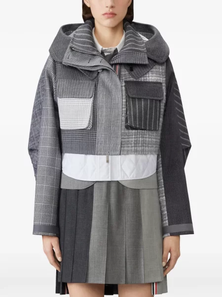 Decupat geacă parka Thom Browne de lână gri