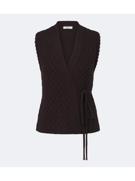 Cardigan Max Mara de lână plic maro