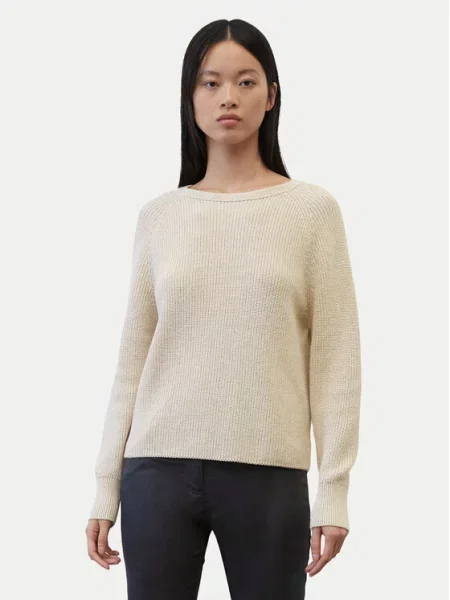 Sweter z dzianiny z fakturowanym wzorem Marc O'polo beżowy