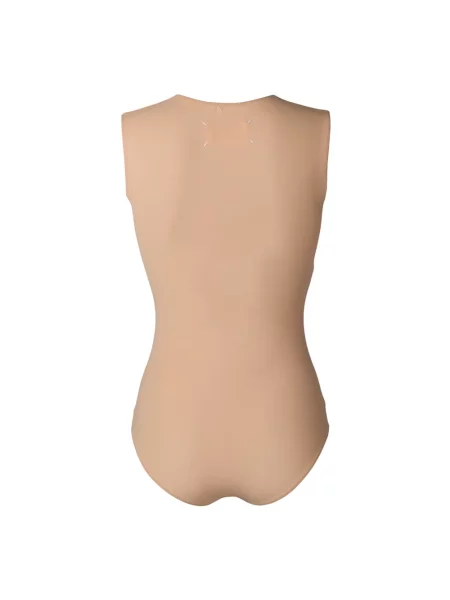 Pstryknąć koszulka Maison Margiela bez rękawów elegancka beżowa