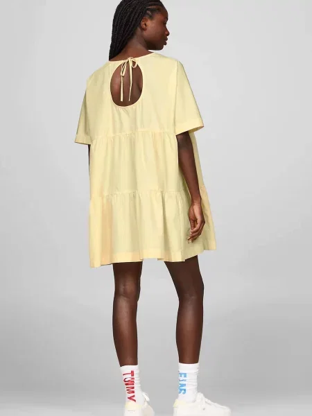 Джинсова сукня Tommy Jeans з попліну а-силуету жовта