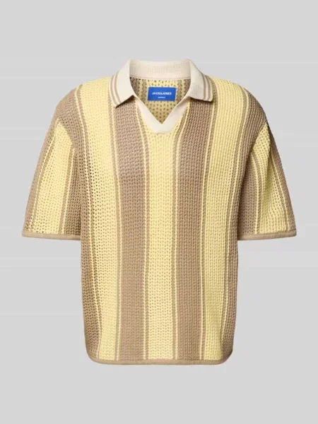 Bluzka z dzianiny z kołnierzykiem polo model ‘ACAPULCO’ Jack & Jones żółta