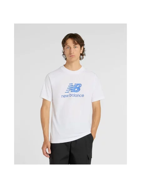 Koszulka z krótkim rękawem New Balance Sport Essentials Stamp Logo niebieski S biały
