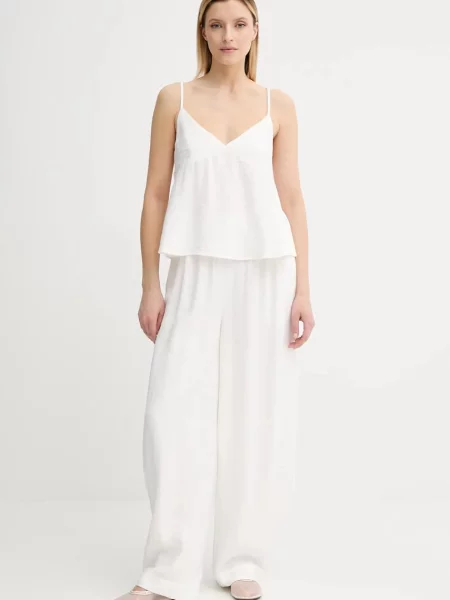 Gestuz spodnie szerokie high waist beżowy