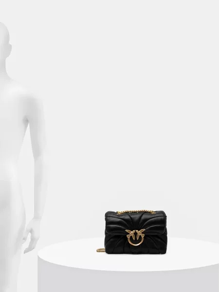 Pinko чанта дамска от кожа черно