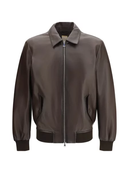 Kurtka skórzana D'amico brązowa