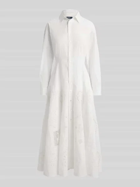 Sukienka koszulowa midi z czystej bawełny Polo Ralph Lauren biała