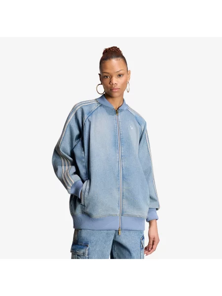 Μπουφάν adidas SST Oversized Denim Tracktop Worn Blue Denim M μπλε