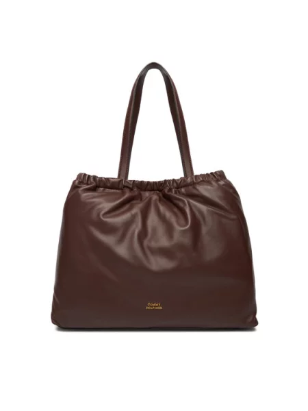 Tommy Hilfiger Ročna torba Soft Leather Tote Bordo rdeča