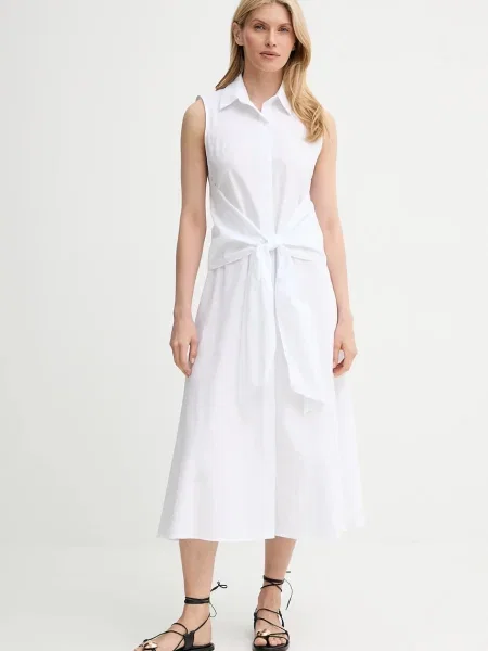 Рокля Answear.LAB среднодълга разкроена бяло