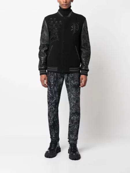 Kūginis siaurėjantys džinsai Philipp Plein juoda