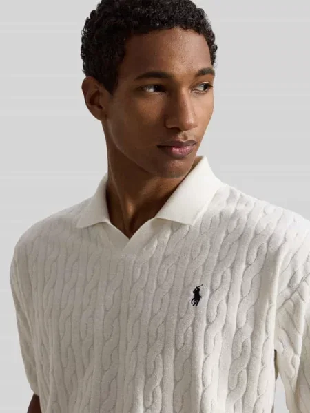 Koszulka polo o kroju relaxed fit z czystej bawełny w imitacji dzianiny Polo Ralph Lauren biała