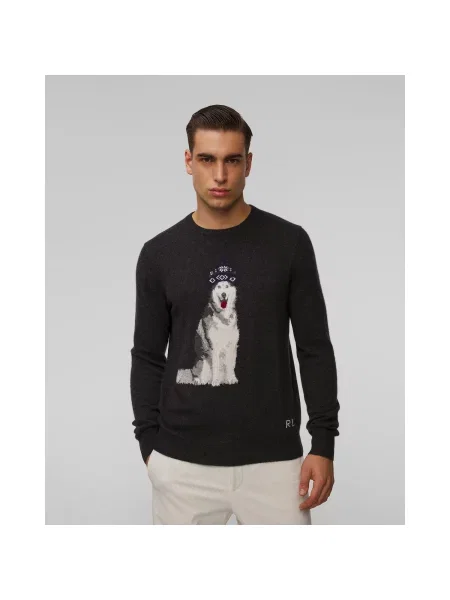 Granatowy Sweter Kaszmirowy Polo Ralph Lauren szary