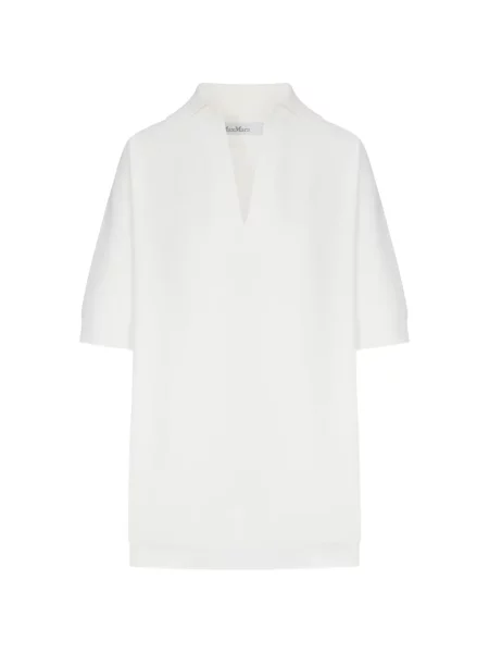 Lung pulover Max Mara din crep alb