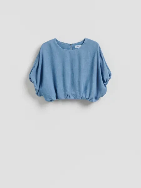 Reserved Джинсова блузка з ліоцелу синій