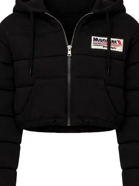 Jachetă cu glugă Moncler cu glugă negru