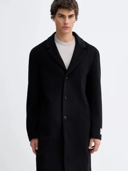 Calvin Klein płaszcz z dodatkiem wełny czarny
