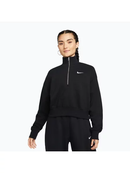 Bluză pentru femei Nike Sportswear Phoenix Fleece Zip Cropped black/sail negru