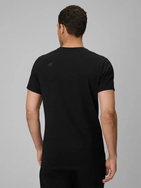 T-shirt slim gładki 4F czarna